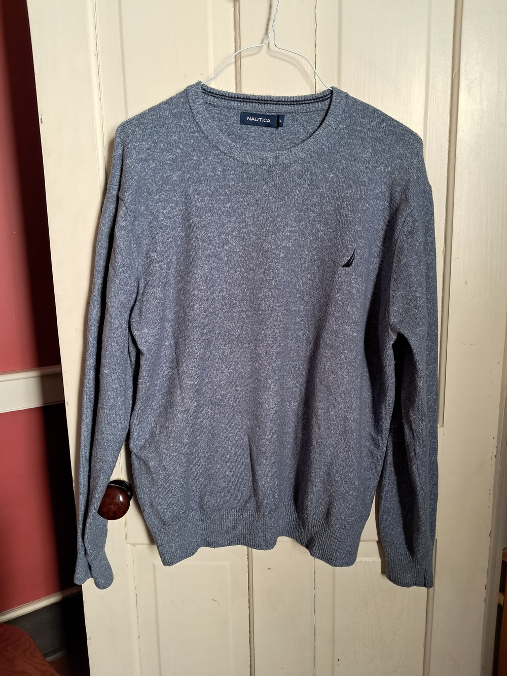 Nautica Men's Heathered Blue Crewneck Sweater